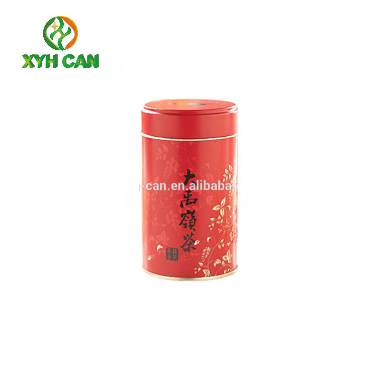 Tea Tin Can Airtight Metallic Effect Round Biscuit Tin Promotional Custom Design